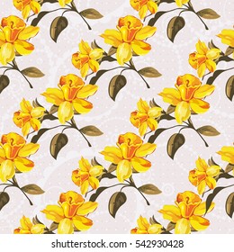 Seamless floral pattern with yellow flowers Vector Illustration EPS8