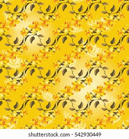 Patrón floral sin fisuras con flores amarillas Vector Ilustración EPS8