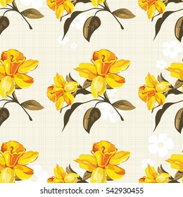 Seamless floral pattern with yellow flowers Vector Illustration EPS8