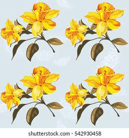 Seamless floral pattern with yellow flowers Vector Illustration EPS8