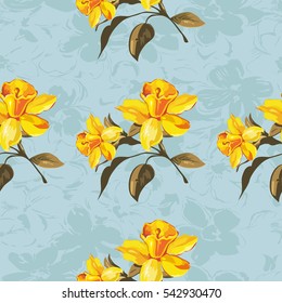 Seamless floral pattern with yellow flowers Vector Illustration EPS8