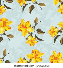 Seamless floral pattern with yellow flowers Vector Illustration EPS8