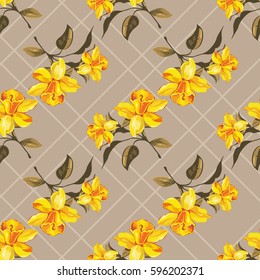 Seamless floral pattern with yellow flowers Vector Illustration EPS8