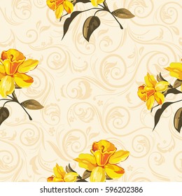 Seamless floral pattern with yellow flowers Vector Illustration EPS8