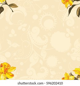 Seamless floral pattern with yellow flowers Vector Illustration EPS8