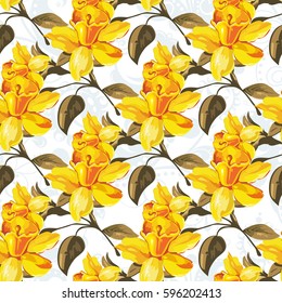 Seamless floral pattern with yellow flowers Vector Illustration EPS8