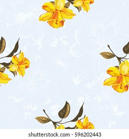 Seamless floral pattern with yellow flowers Vector Illustration EPS8