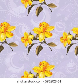 Seamless floral pattern with yellow flowers Vector Illustration EPS8