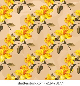 Seamless floral pattern with yellow flowers Vector Illustration EPS8