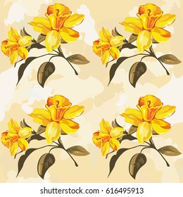 Seamless floral pattern with yellow flowers Vector Illustration EPS8