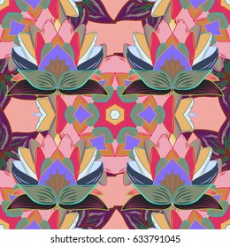 Seamless floral pattern with yellow flowers, watercolor. Vector flower illustration. Seamless pattern with floral motif.