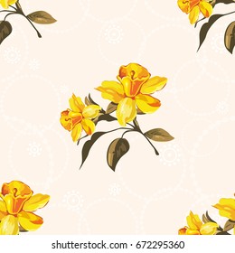 Seamless floral pattern with yellow flowers Vector Illustration EPS8