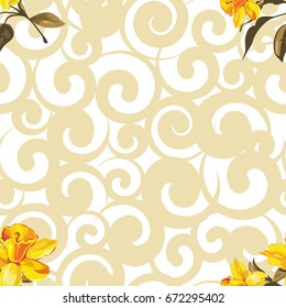 Seamless floral pattern with yellow flowers Vector Illustration EPS8