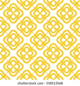 Seamless floral pattern, yellow, gold and white ornament. Light vector background.