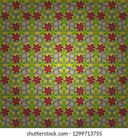 Seamless floral pattern in yellow, gray and red colors. Many little vector floral seamless pattern in ditsy style.