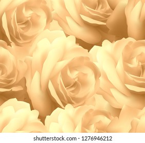 Seamless floral pattern of yellow roses. Luxury background for greeting card.