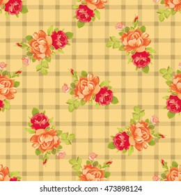 Seamless floral pattern with yellow roses Vector Illustration EPS8