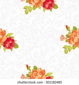 Seamless floral pattern with yellow roses Vector Illustration EPS8
