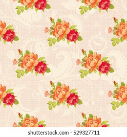 Seamless floral pattern with yellow roses Vector Illustration EPS8
