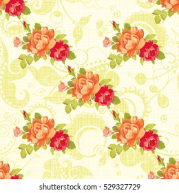 Seamless floral pattern with yellow roses Vector Illustration EPS8
