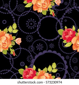 Seamless floral pattern with yellow roses Vector Illustration EPS8
