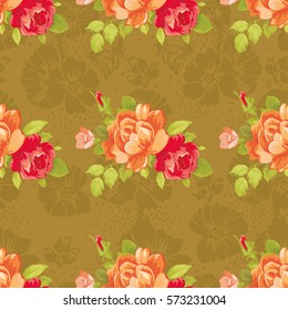 Seamless floral pattern with yellow roses Vector Illustration EPS8
