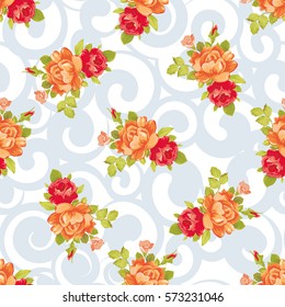 Seamless floral pattern with yellow roses Vector Illustration EPS8
