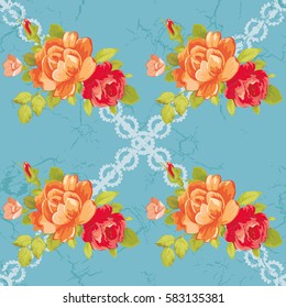 Seamless floral pattern with yellow roses Vector Illustration EPS8