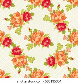 Seamless floral pattern with yellow roses Vector Illustration EPS8