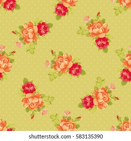 Seamless floral pattern with yellow roses Vector Illustration EPS8