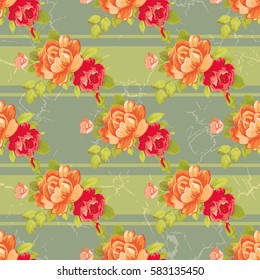 Seamless floral pattern with yellow roses Vector Illustration EPS8