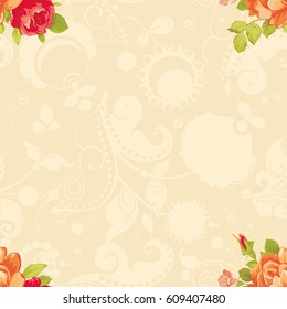 Seamless floral pattern with yellow roses Vector Illustration EPS8