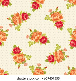 Seamless floral pattern with yellow roses Vector Illustration EPS8