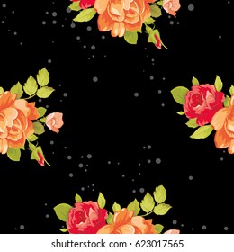 Seamless floral pattern with yellow roses Vector Illustration EPS8