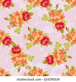 Patrón floral sin fisuras con rosas amarillas Vector Ilustración EPS8