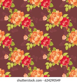 Seamless floral pattern with yellow roses Vector Illustration EPS8