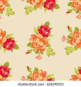 Seamless floral pattern with yellow roses Vector Illustration EPS8