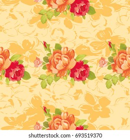  Seamless floral pattern with yellow roses Vector Illustration EPS8