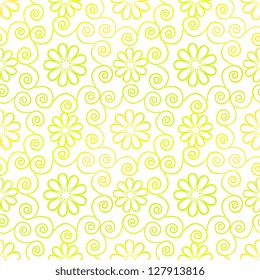 Seamless floral pattern in yellow-green