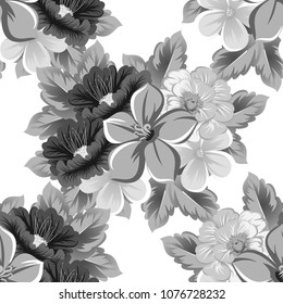 Seamless floral pattern. For your fabric design, clothing, printed matter. Postcards, greeting cards and invitations for birthday, wedding, Valentine's day, party. Vector illustration.