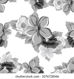 Seamless floral pattern. For your fabric design, clothing, printed matter. Postcards, greeting cards and invitations for birthday, wedding, Valentine's day, party. Vector illustration.