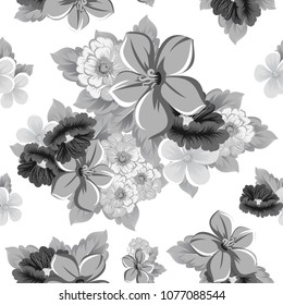 Seamless floral pattern. For your fabric design, clothing, printed matter. Postcards, greeting cards and invitations for birthday, wedding, Valentine's day, party. Vector illustration.