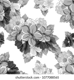 Seamless floral pattern. For your fabric design, clothing, printed matter. Postcards, greeting cards and invitations for birthday, wedding, Valentine's day, party. Vector illustration.