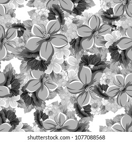 Seamless floral pattern. For your fabric design, clothing, printed matter. Postcards, greeting cards and invitations for birthday, wedding, Valentine's day, party. Vector illustration.