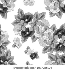 Seamless floral pattern. For your fabric design, clothing, printed matter. Postcards, greeting cards and invitations for birthday, wedding, Valentine's day, party. Vector illustration.