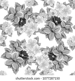 Seamless floral pattern. For your fabric design, clothing, printed matter. Postcards, greeting cards and invitations for birthday, wedding, Valentine's day, party. Vector illustration.