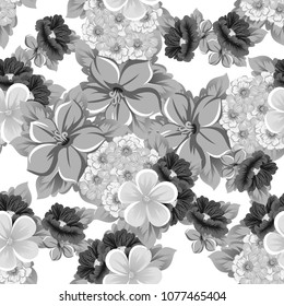 Seamless floral pattern. For your fabric design, clothing, printed matter. Postcards, greeting cards and invitations for birthday, wedding, Valentine's day, party. Vector illustration.