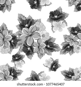 Seamless floral pattern. For your fabric design, clothing, printed matter. Postcards, greeting cards and invitations for birthday, wedding, Valentine's day, party. Vector illustration.