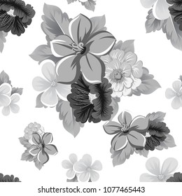 Seamless floral pattern. For your fabric design, clothing, printed matter. Postcards, greeting cards and invitations for birthday, wedding, Valentine's day, party. Vector illustration.