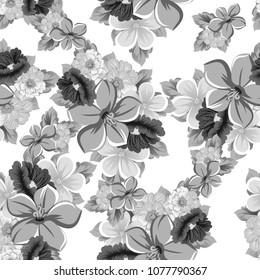 Seamless floral pattern. For your fabric design, clothing, printed matter. Postcards, greeting cards and invitations for birthday, wedding, Valentine's day, party. Vector illustration.